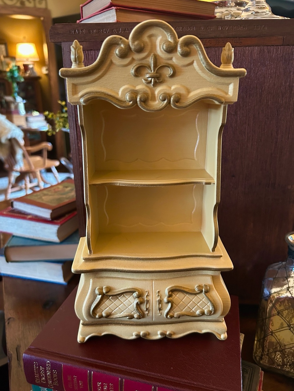 Vintage French Style Dollhouse Hutch with Working Drawer